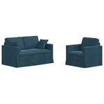 vidaXL Ensemble de Canapés 2 pc Bleu Velours