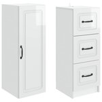vidaXL Ensemble de Meubles 2 Pièces Blanc brillant 33 x 34 5 x 87 cm