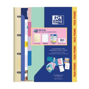 Classeur Oxford Europeanbinder Live & Go A4+ avec recharge + intercalaires - Couverture en polymousse - Couleurs pastel aléatoires
