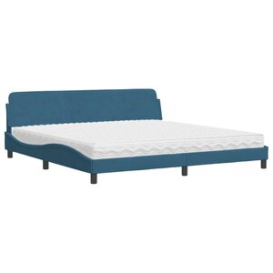 vidaXL Lit avec matelas Dover bleu 200x200 cm velours