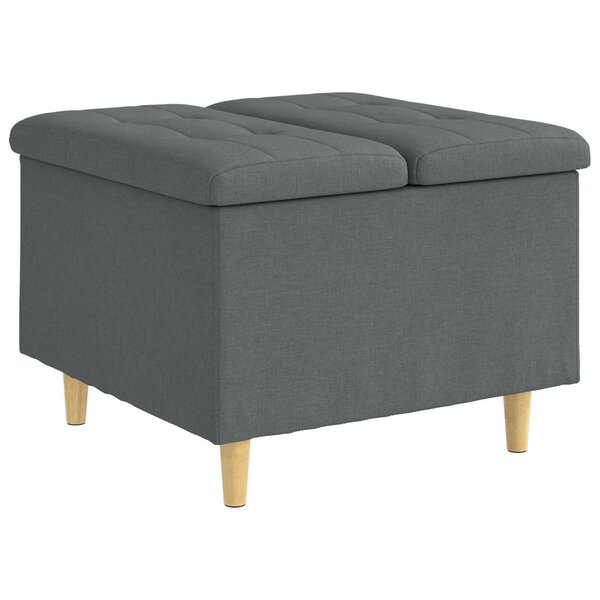 vidaXL Pouf de rangement avec coussin Gris foncé 60 x 60 x 45 cm tissu