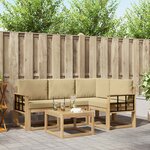 vidaXL Ensemble de canapés d'extérieur 5 Pièces Blanc et Beige