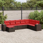 vidaXL Salon de jardin 8 Pièces avec coussins marron résine tressée