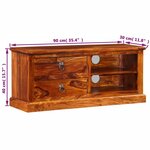 vidaXL Meuble TV Bois massif de Sesham 90x30x40 cm