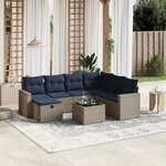 vidaXL Salon de jardin 8 Pièces avec coussins gris résine tressée