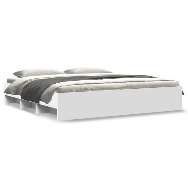 vidaXL Cadre de lit blanc 200x200 cm bois d'ingénierie