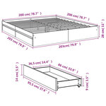 vidaXL Cadre de lit avec tiroirs sans matelas chêne marron 200x200 cm