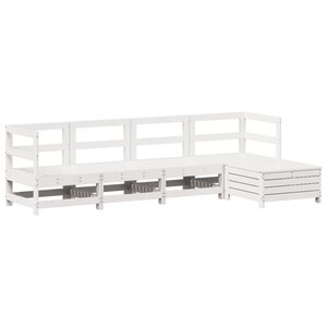 vidaXL Salon de jardin 5 Pièces blanc bois massif de pin