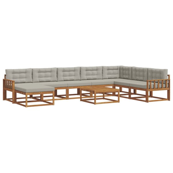 vidaXL Ensemble de canapés d'extérieur 9 Pièces Gris Naturel et Clair