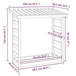 vidaXL Support pour bois de chauffage 108x64 5x110 cm Bois de pin