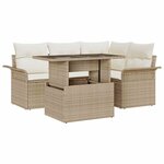 vidaXL Ensemble de canapé de jardin 5 Pièces Beige Poly Rattan