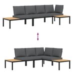 vidaXL Salon de jardin 3 Pièces avec coussins noir aluminium