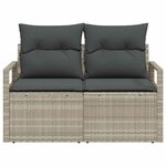 vidaXL Canapé de jardin 2 places avec coussins en rotin synthétique gris