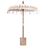 vidaXL Parasol balinais 260 2 Pièces Crème Coton et bois massif