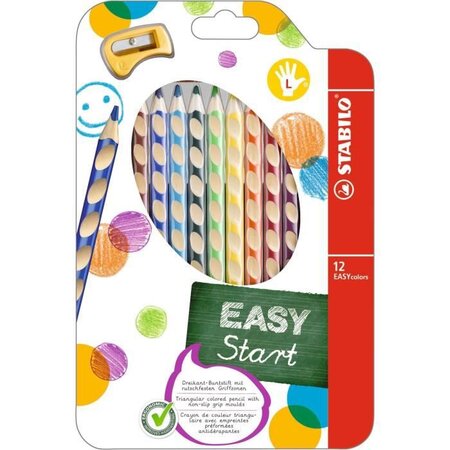 Stabilo étui thermoformé de 12 crayons de couleur easycolors + 1 taille - crayon