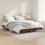 vidaXL Cadre de lit chêne marron 135x190 cm bois d'ingénierie