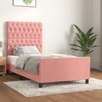 vidaXL Cadre de lit avec tête de lit Rose 90x200 cm Velours