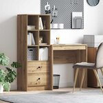 vidaXL Bureau avec tiroir avec étagère 2 Pièces Chêne artisanal