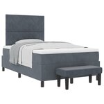 vidaXL Lit à ressorts avec matelas et banc gris foncé 120x200 cm en velours