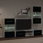 vidaXL Meuble TV mural 5 pièces avec éclairage LED Noir
