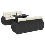 vidaXL Salon de jardin 7 Pièces avec coussins noir résine tressée