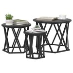 vidaXL Table d'appoint empilable 3 Pièces Chêne noir