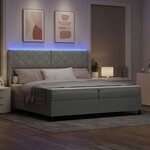 vidaXL Lit à Ressorts avec Matelas LED Gris clair 200 x 200 cm Velours
