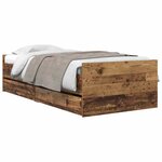 vidaXL Cadre de lit avec tiroir Bois Ancien 90 x 190 cm Pin massif