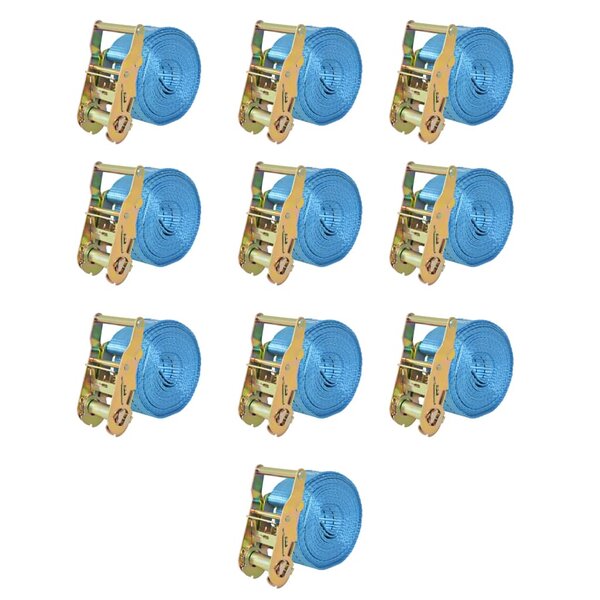 vidaXL Sangle d’arrimage à cliquet 10 Pièces 2 tonnes 6 m x 38 mm Bleu