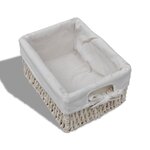 vidaXL Étagère de rangement en bois 3 paniers en tissage Blanc