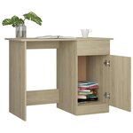 Bureau table poste de travail meuble d'ordinateur informatique étude chêne sonoma 100 x 50 x 76 cm bois d’ingénierie brun 02_0023634