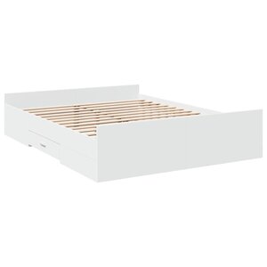 vidaXL Cadre de lit avec tiroirs blanc 140x200 cm bois d'ingénierie