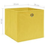 vidaXL Boîtes de rangement 4 Pièces Tissu intissé 28x28x28 cm Jaune