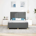 vidaXL Cadre de lit avec tête de lit Gris foncé 140 x 190 cm tissu