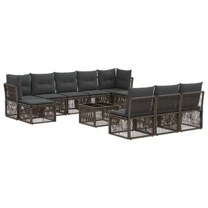 vidaXL Ensemble de canapé de jardin 11 Pièces Gris polyrotin