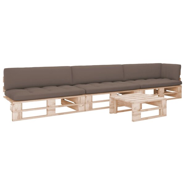vidaXL Salon de jardin palette 4Pièces avec coussins bois de pin imprégné