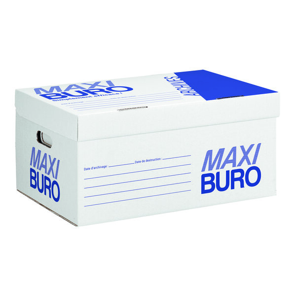 Caisse à archives blanche maxiburo h 27 x l 55 x p 36 cm - lot de 10