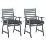 vidaXL Chaises à manger d'extérieur lot de 2 et coussins Acacia massif