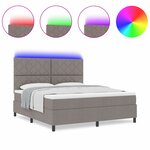 vidaXL Lit Box Spring avec Matelas & LED Taupe 180x200 cm Tissu
