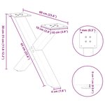 vidaXL Pieds de table basse en forme de X  2 pièces  noir  60 x (30-31) cm  acier