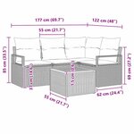 vidaXL Ensemble de Canapés de Jardin 5 Pièces Gris Grand Rotin