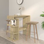 vidaXL Table de bar étagère de rangement Chêne sonoma Bois ingénierie