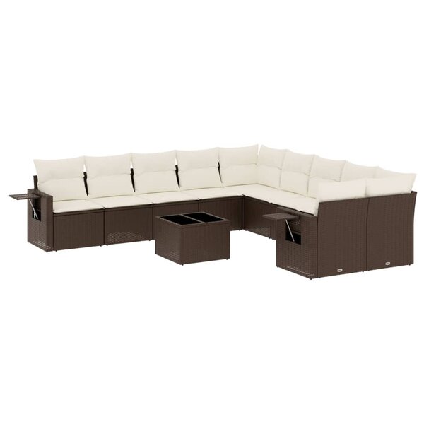 vidaXL Salon de jardin et coussins 11 Pièces marron résine tressée