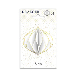 Boule En Papier Blanche - Nid D'abeille Blanc - Finitions Paillettes Dorées - Spécial Réveillon - Draeger paris