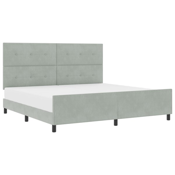 vidaXL Cadre de lit Gris clair 200x200 cm Velours