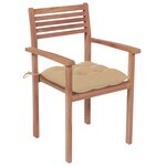 vidaXL Chaises de jardin 4 Pièces avec coussins beige Bois de teck solide