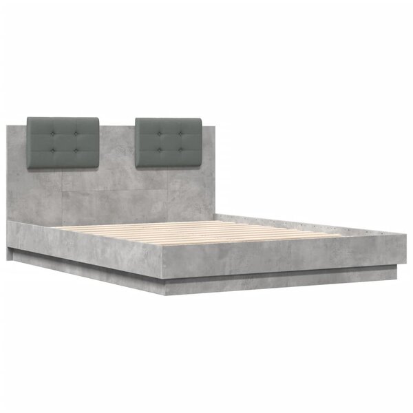vidaXL Cadre de lit avec tête de lit gris béton 120x190 cm