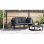 vidaXL Mobilier de jardin avec coussin 2 Pièces Anthracite Acier
