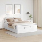 VidaXL Cadre de lit ottoman avec matelas blanc 140x190 cm similicuir
