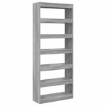 vidaXL Bibliothèque Gris Sonoma 80 x 30 x 198 cm Bois d'ingénierie